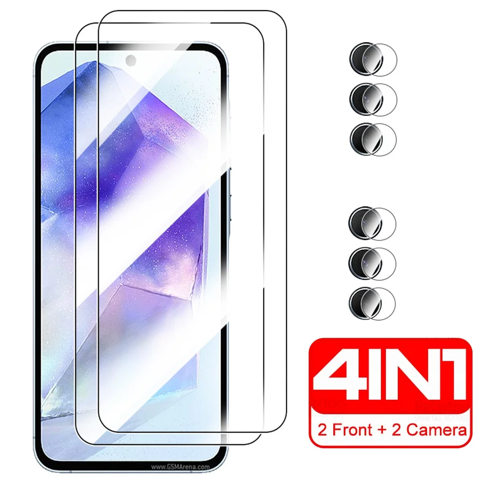 For Samsung Galaxy A55 Glass 4in1 Camera Protective Tempered Glass For Samsung A55 A 55 55A 5G Screen Protector Films SM-A556B