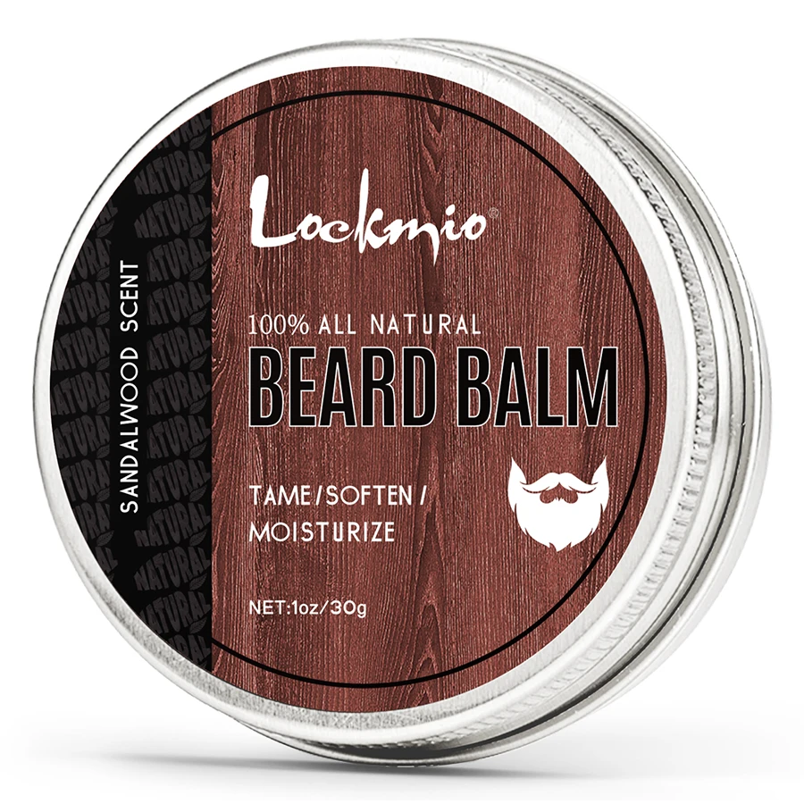 LOCKMIO Beard Balm Mustaches Wax Cream for Softens and Tame Unruly Beard 30g Beards Butter for Repair Skin and Prevents Itching