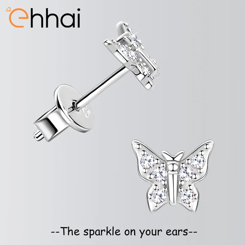 

Ehhai Full Round Cut Moissanite Butterfly Stud Earring for Women S925 Sterling Silver Piercing Earrings Jewelry Gifts Pendientes
