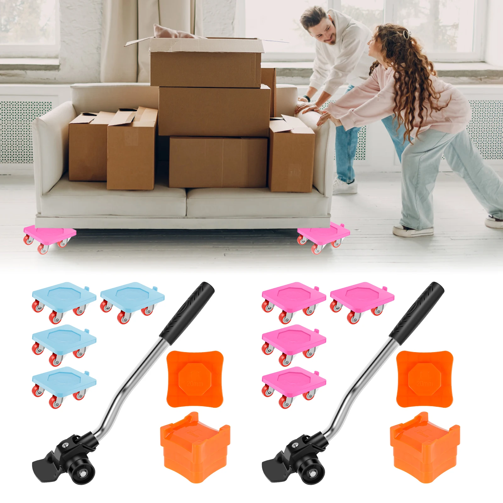 Furniture Lift Mover Tool Set 880 LBS 360° Rotatable Wheel Heavy Duty Furniture Mover Set Labor Saving Furniture Dolly and