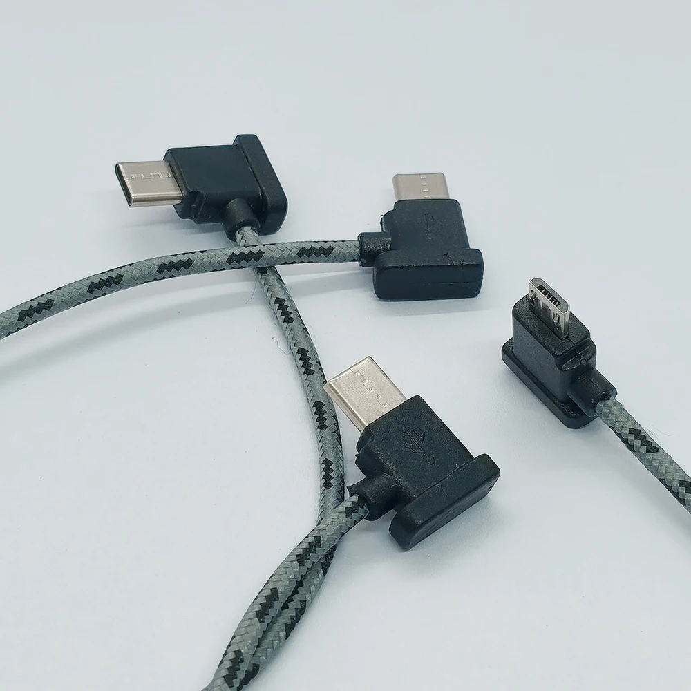 1 Stück geflochtenes Typ-C-auf-Micro-USB- und Typ-C-auf-Typ-C-Datenkabel für DJI Mavic3 Mini 2 Air2 Air3 Drohnen-Fernbedienung – Detail 3