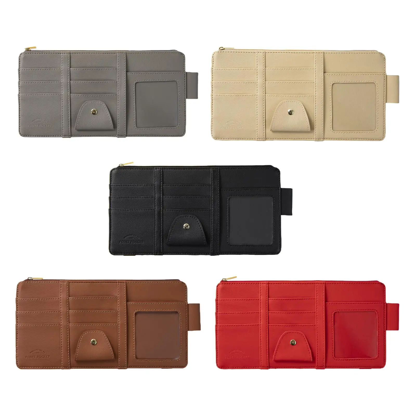 Car Sun Visor Organizer PU Leather Universal Multi Pocket Auto Interior Accessories Visor Storage Bag for Glasses Document