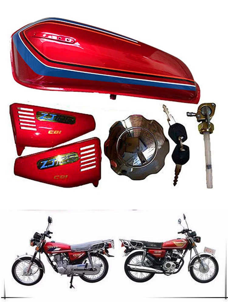 Motorcycle Fuel Tank for Honda Haojue Suzuki Lifan Dayun CG125 CG150 DY125 Petro Oil Metal Box Red Side Panels Tank Cap Fuel-Tap