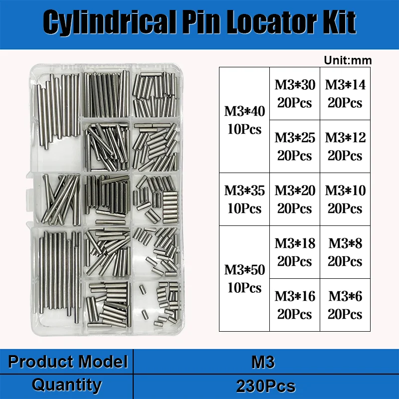 Zylindrischer Edelstahls tift m1 m 1, 5 m2 m2, 5 m3 m4 m5 m6 m8 Position ierungs dübel feste Welle fester Befestigungs stift Metallstab satz