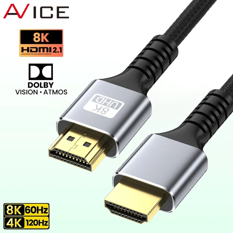 8K HDMI 2.1 Kabel HDMI-kompatibles 2.1-Kabel 48 Gbit/s Ultra High-Speed 8K/60 Hz 4K/120 Hz für HDTV XBox PS5 HDR10+ eARC Dolby Vision