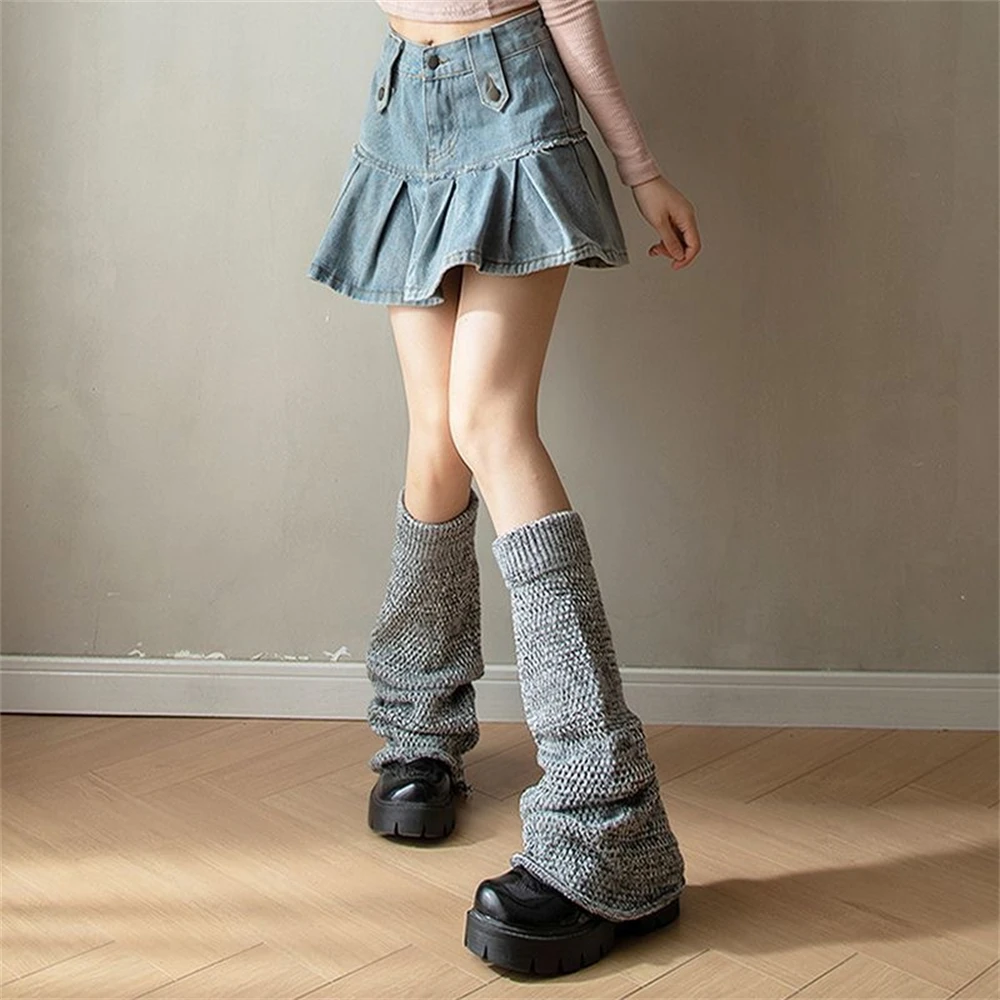 Women's Calf JK Pile Socks Autumn Winter Lolita Gray Warmth Wide-leg Outer All-match Foot Covers Ladies Gentle Sweet Leg Warmers