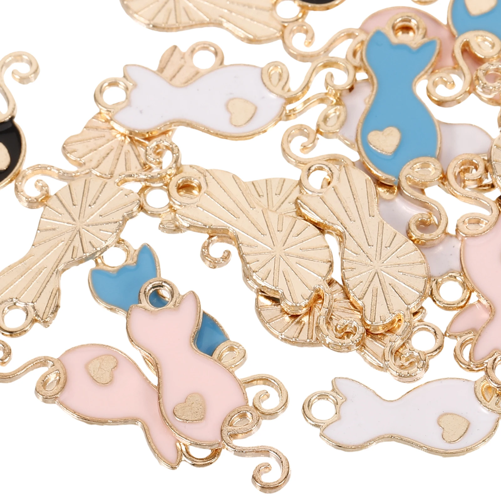 

40 Pcs Enamel Cat Hanging Decoration Adorable Pendants Cat-shaped Bracelet Accessories Charms for Necklaces Alloy