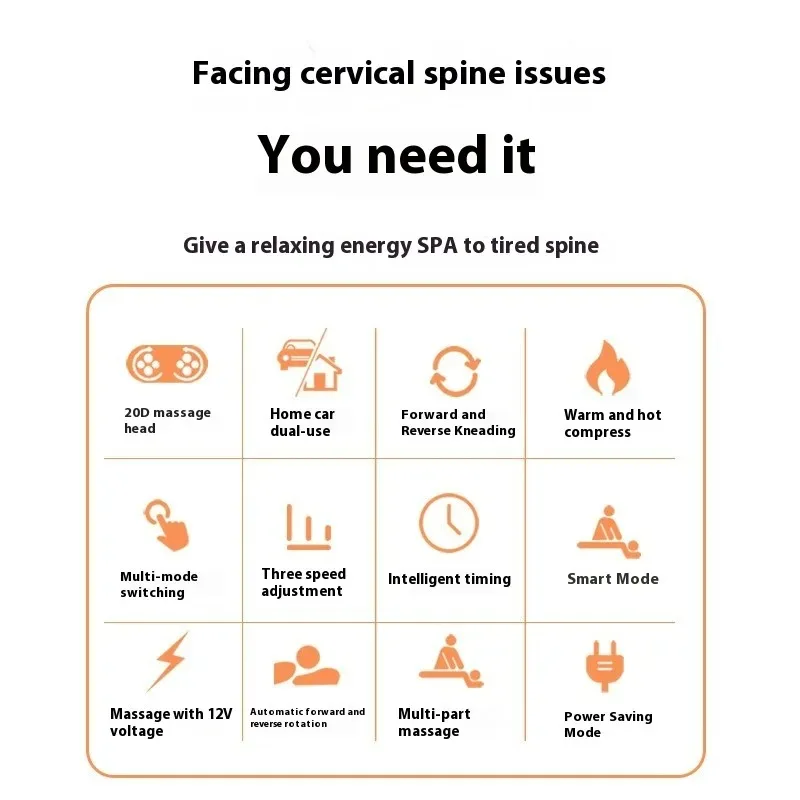 Intelligent Electric Massage Pillow with 6 Buttons, Electronic Kneading and Vibration Function, Body Heating Shoulder Massager