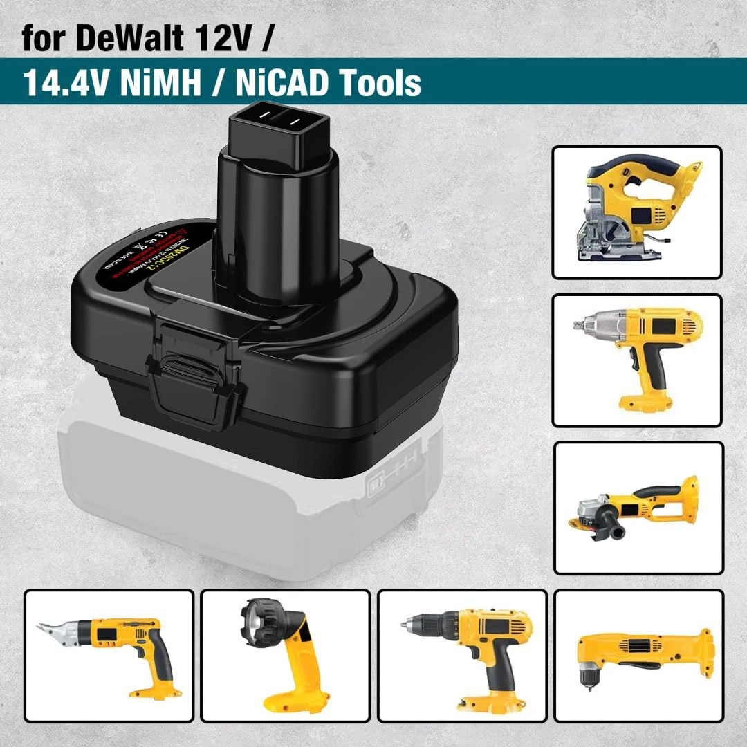 

Adapter DM20DC12 Compatible for DeWalt 12/14.4V Nickel Battery Tools To Connects for Milwaukee/DeWalt 18V/20V Li-Ion Batteries