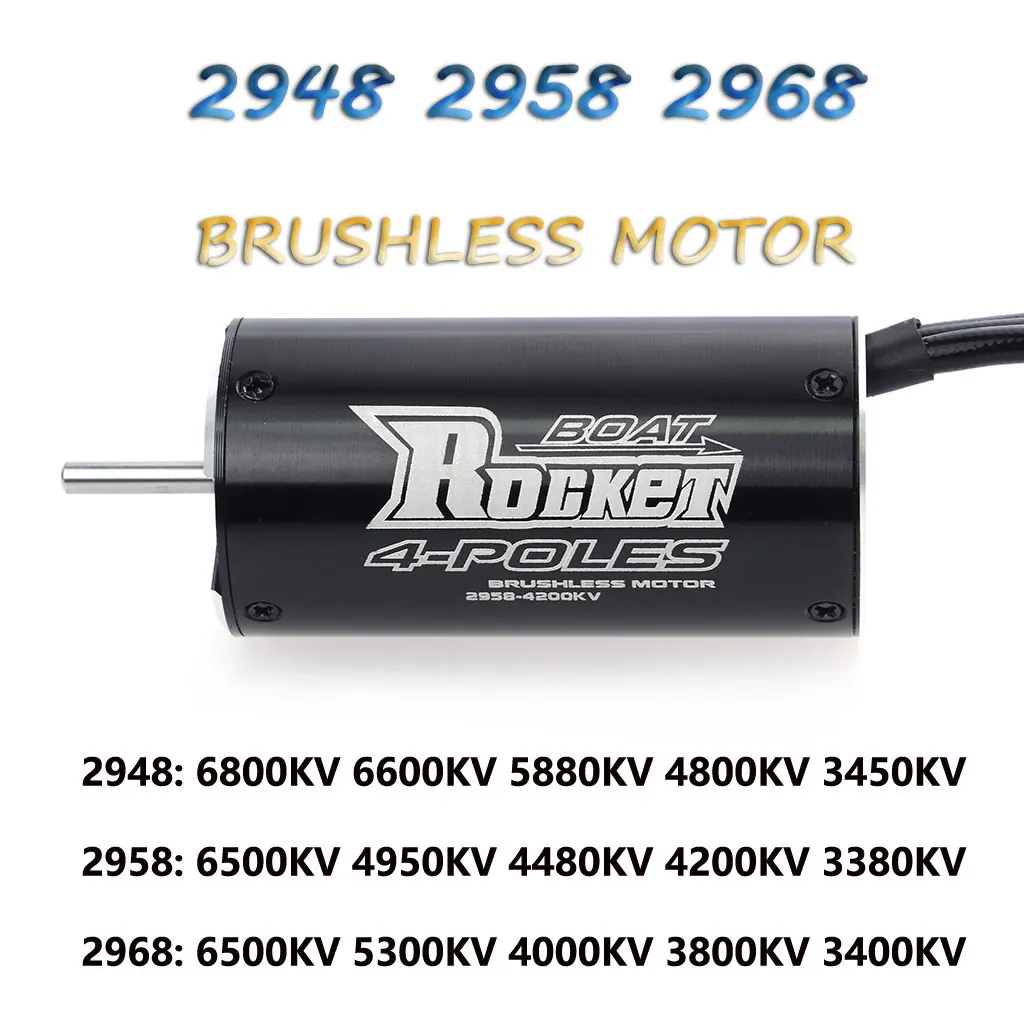 

ROCKET-RC 2948 2958 2968 Waterproof Brushless Motor 6500/4800/4200/3800KV 3.175/4mm Shaft for RC 600-800mm Traxxas Feilun Boat