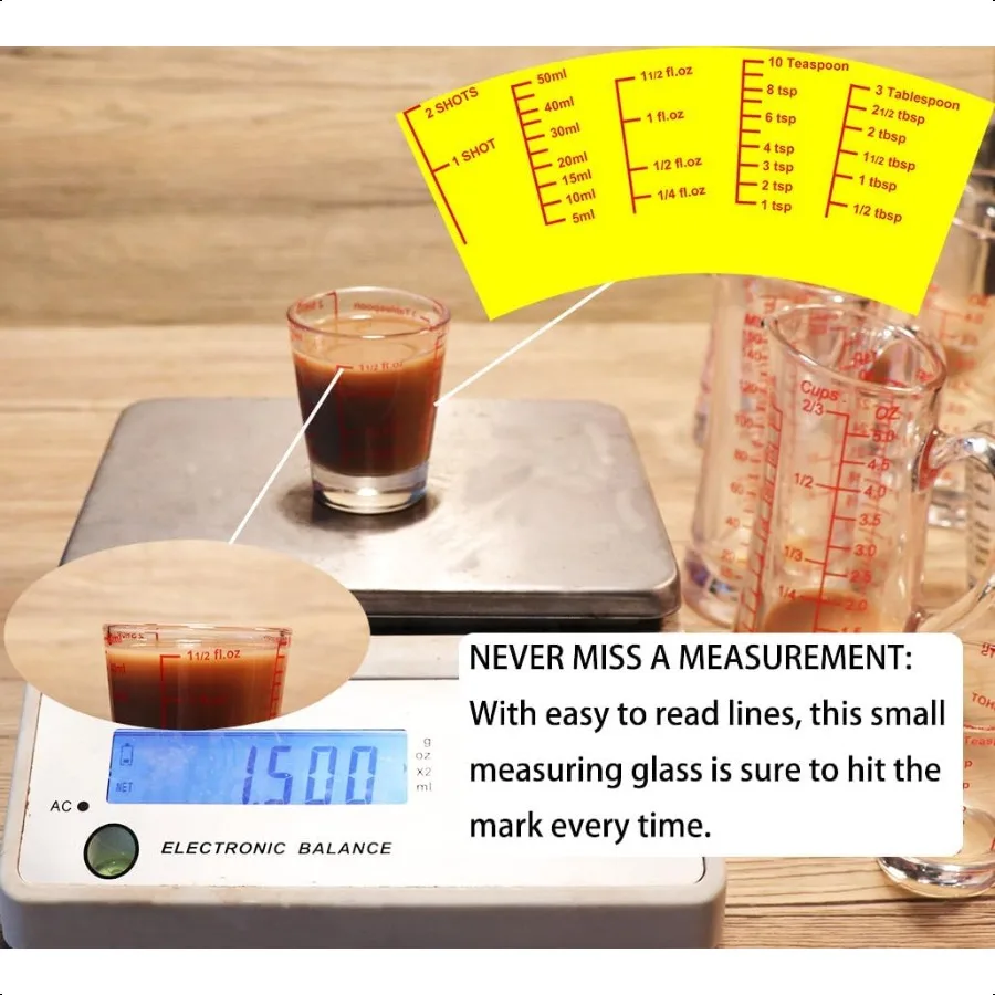 Ackers قياس صغير من الزجاج الثقيل 32 قياسات الزراعة متعددة الأغراض السائل والجاف قياس الزجاج الأحمر والأسود