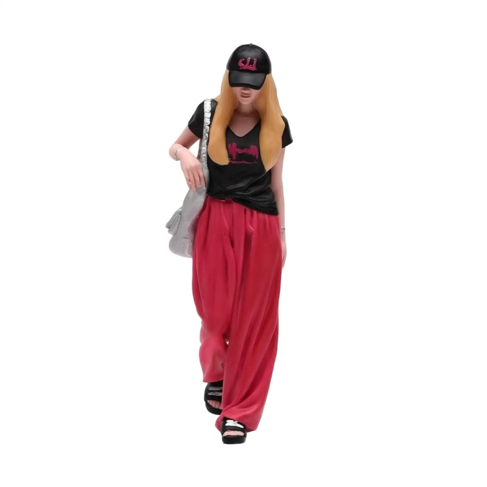 Female Resin Miniature Figure Casual Walking Pose Hand Painted Art Statue Decorative Figurine for Collector Diorama