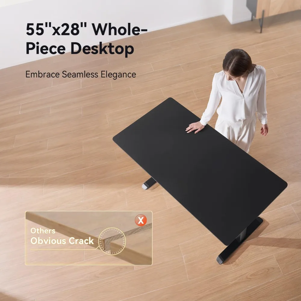 Whole Piece Electric Standing Desk, Sit-Stand Desk with 4 Memory Height Settings, Ergonomic Adjustable Height Desk Computer