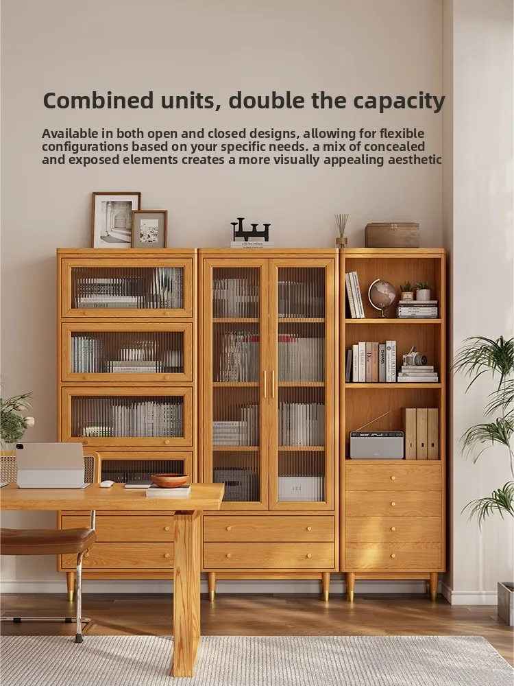 

LH locker integrated whole wall household solid wood storage against the wall living room floor bookshelf