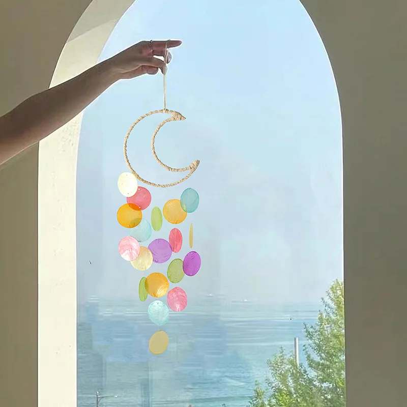 Seashell Wind Chimes Outdoor Indoor Hanging Dream Catchers Kids Room Nursery Decor Patio, Garden, Yard Decoration