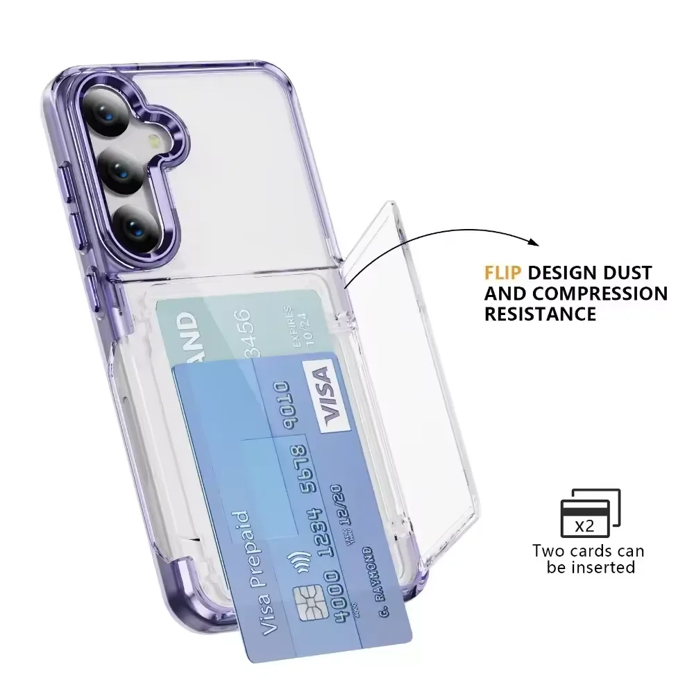 Для Samsung Galaxy S25 Plus S24 S23 S22 Ultra Защитный чехол-кошелек для телефона с держателем кредитной карты Противоударный прозрачный чехол Для Samsung Galaxy S25 Plus S24 S23 S22 Ultra Защитный чехол-кошелек для телефона с держателем кредитной карты Противоударный прозрачный чехол
