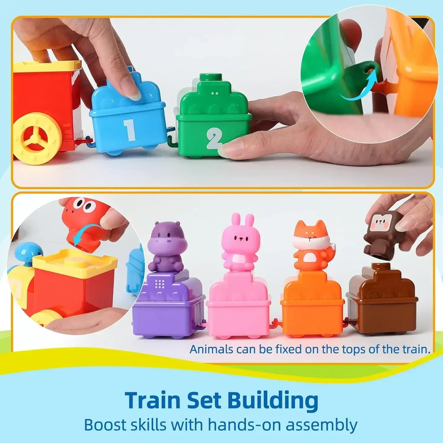 

10PCS Farm Train Matching Toys,Counting, Matching & Sorting Learning Toy for Toddlers,Educational Soft Rubber Car Toys for Kids
