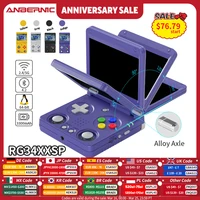 Anbernic-consola de juegos portátil RG34XXSP, pantalla IPS de 3,4 pulgadas, Linux, 64 bits, 3300mAh, WIFI, reproductor de videojuegos Retro plegable