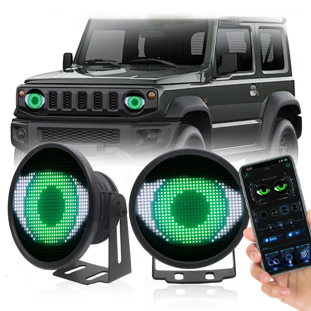 

APP Control LED Screen Blink Pattern DIY Light Multimedia Eye Headlamps 12V-24V Player DRL Lamp Car Lights Dynamic LED M5M1