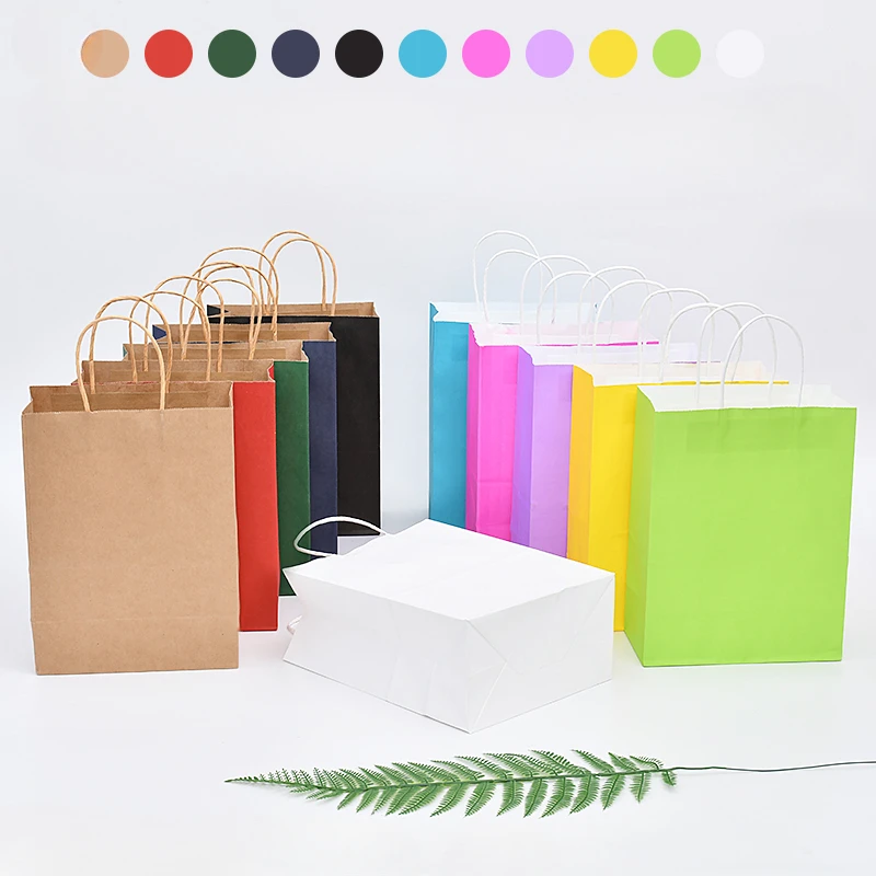 

10/20/30pcs Gift Bags Kraft Paper Bags with Handles Colored Party Bulk Paper DIY Gift Bags for Birthday Wedding