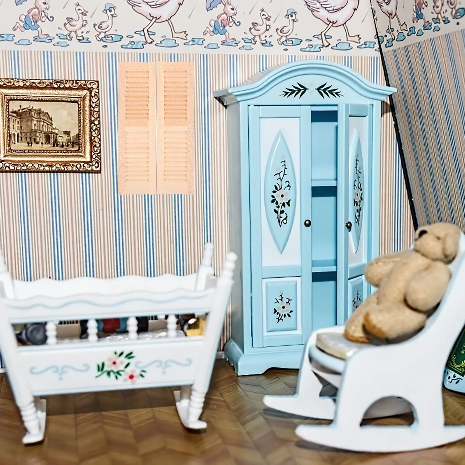 

2pcs Miniature Window Shutters Wooden Blinds Accessories House Models DIY Tiny Home Decoration Simulated Furniture Toys