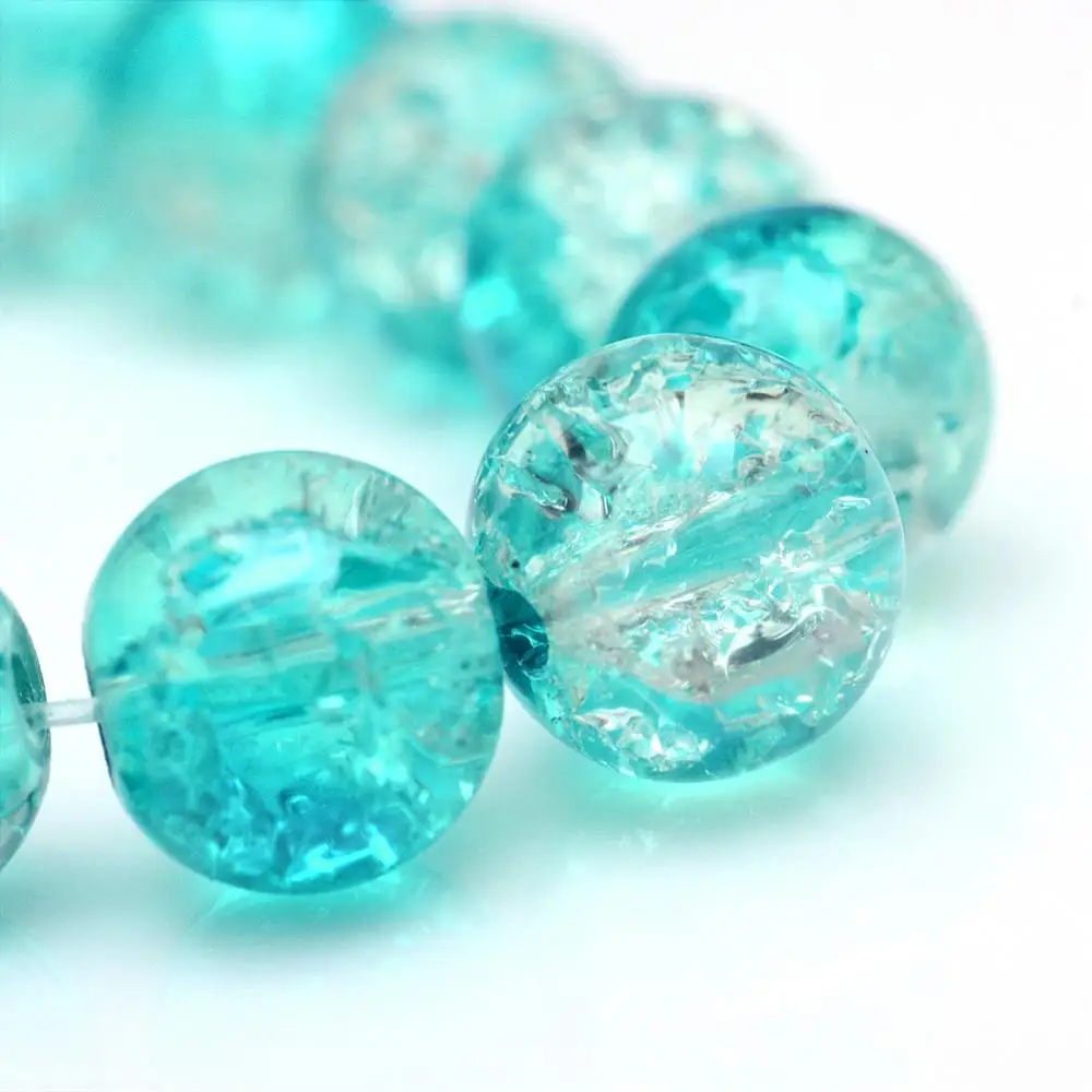 

20Strand Baking Painted Crackle Glass Bead Strands Round Dark Turquoise 4mm Hole: 1.1~1.3mm about 200pcs/strand 31.4 inch