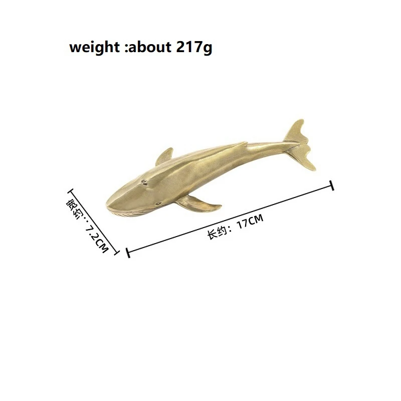 217g Solid Brass Whale Figurines Vintage Sea Animal Small Statue Desktop Ornaments Office Decorations Crafts Accessories