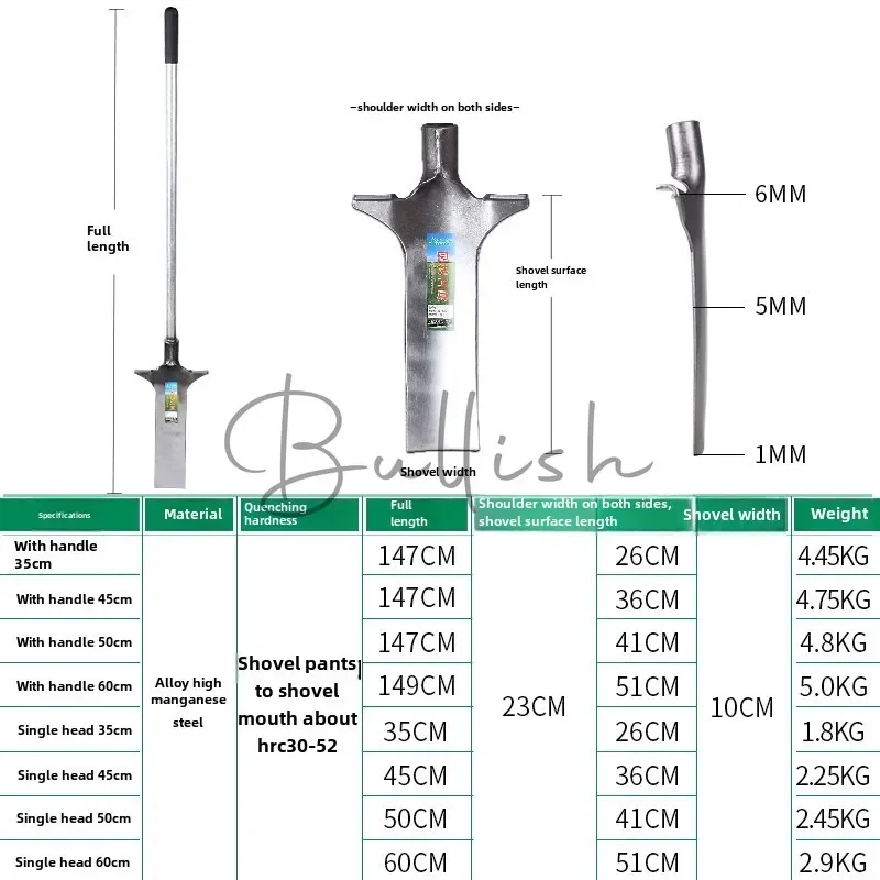 Tree digging shovel spade manganese steel digging pit loosening soil tree roots special seedling picker for agricultural tools