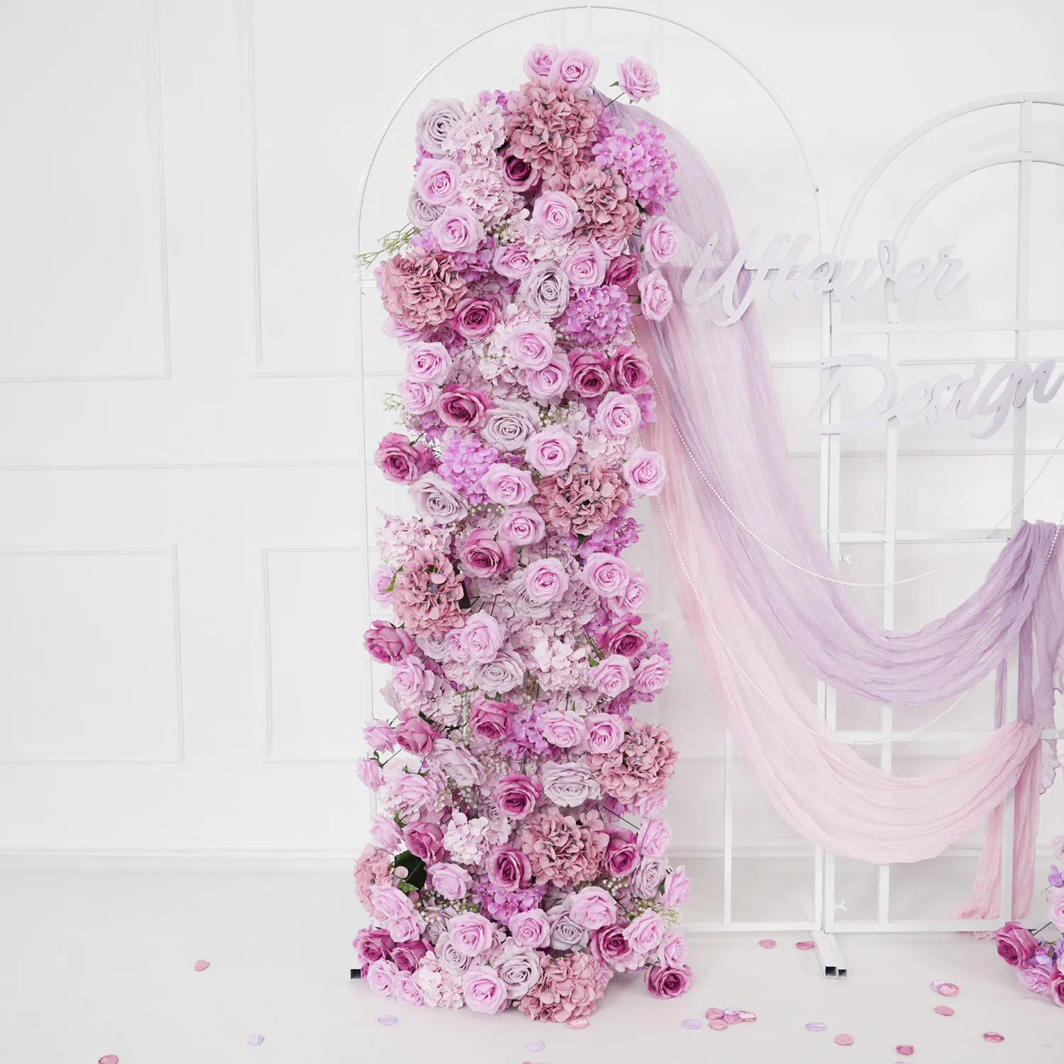 Luxury 5D Purple Series Rose hydrangea 5D Floral Arrangement Wedding Backdrop Arch Board Deco Floor Flower Row Runner Event