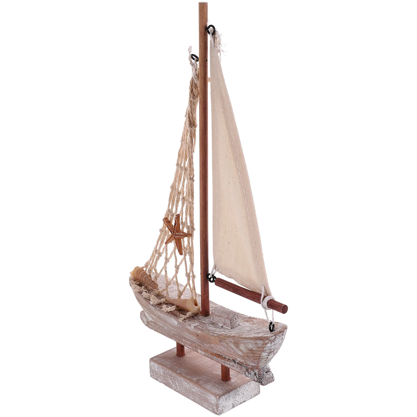 

Retro Sailboat Model Small Size Wooden Sailing Ship Adornment Decor Home Office Bar Coffee Shop Nautical Theme Meditarerranean