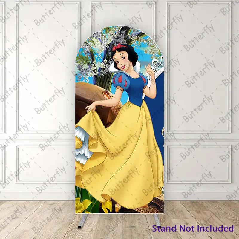 The Mirror Seven Dwarfs Snow White Princess Disney Fairy Forest Arch Backdrop Cover Girls Birthday Party Background Decoration