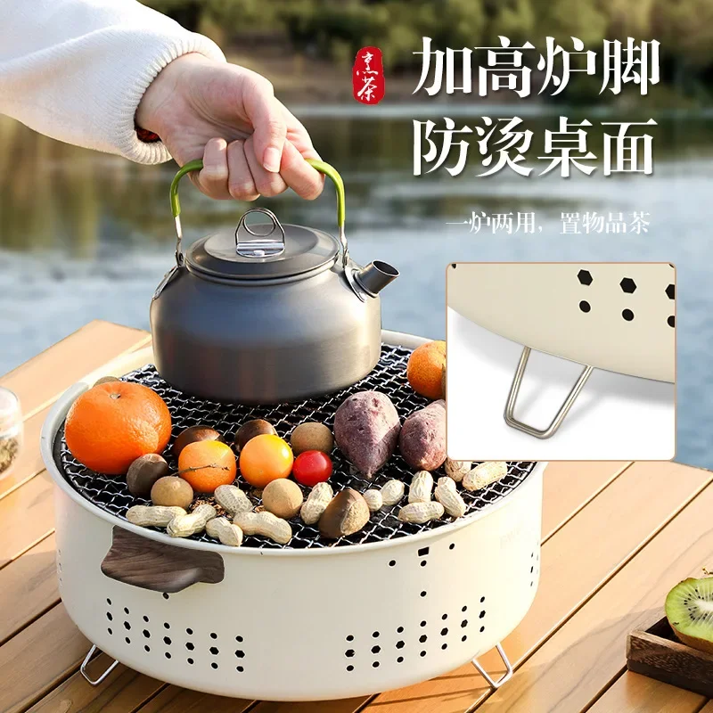 Furnace making tea outdoor camping picnic portable fire boiler tea stove gas stove folding carbon oven hand warmer