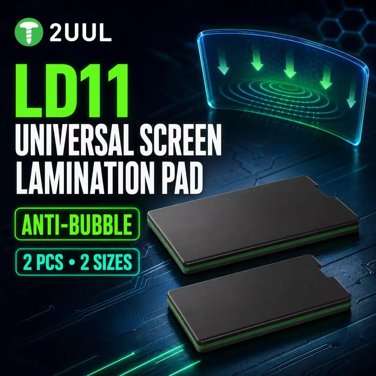 2UUL LD11 Anti-Bubble Lamination Cushion Pad Set 2Pcs 2 Sizes Universal for Mobile Phone Screen OCA LCD Refurbishing Repair Tool