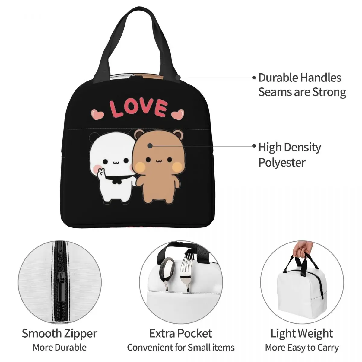Bear And Panda Bubu Dudu Balloon Lunch Bags Insulated Bento Box Lunch Tote Leakproof Picnic Bags Thermal Bag for Woman Kids view 6