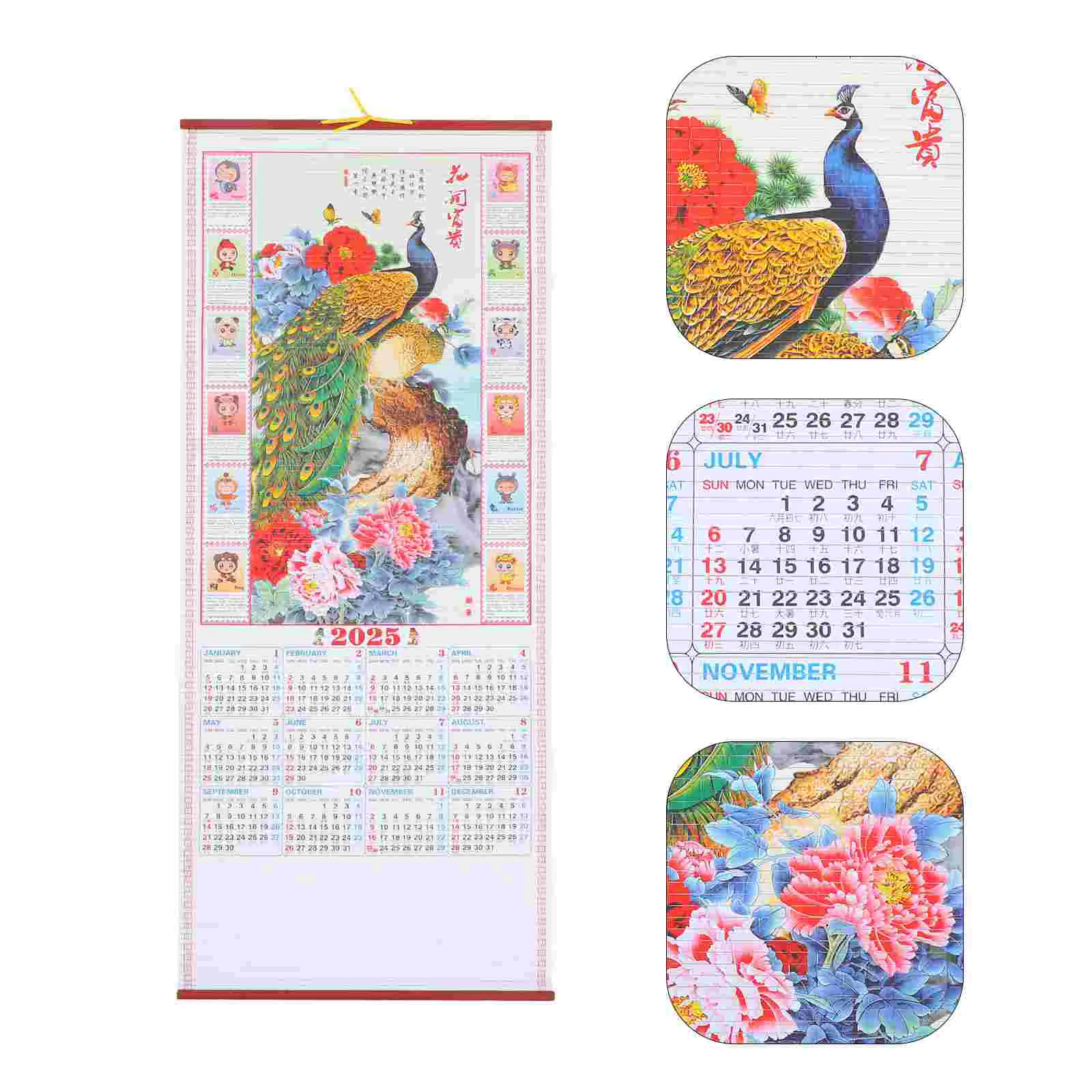 Calendrier traditionnel chinois, 2025 calendriers muraux, défilement de face, bureau traditionnel