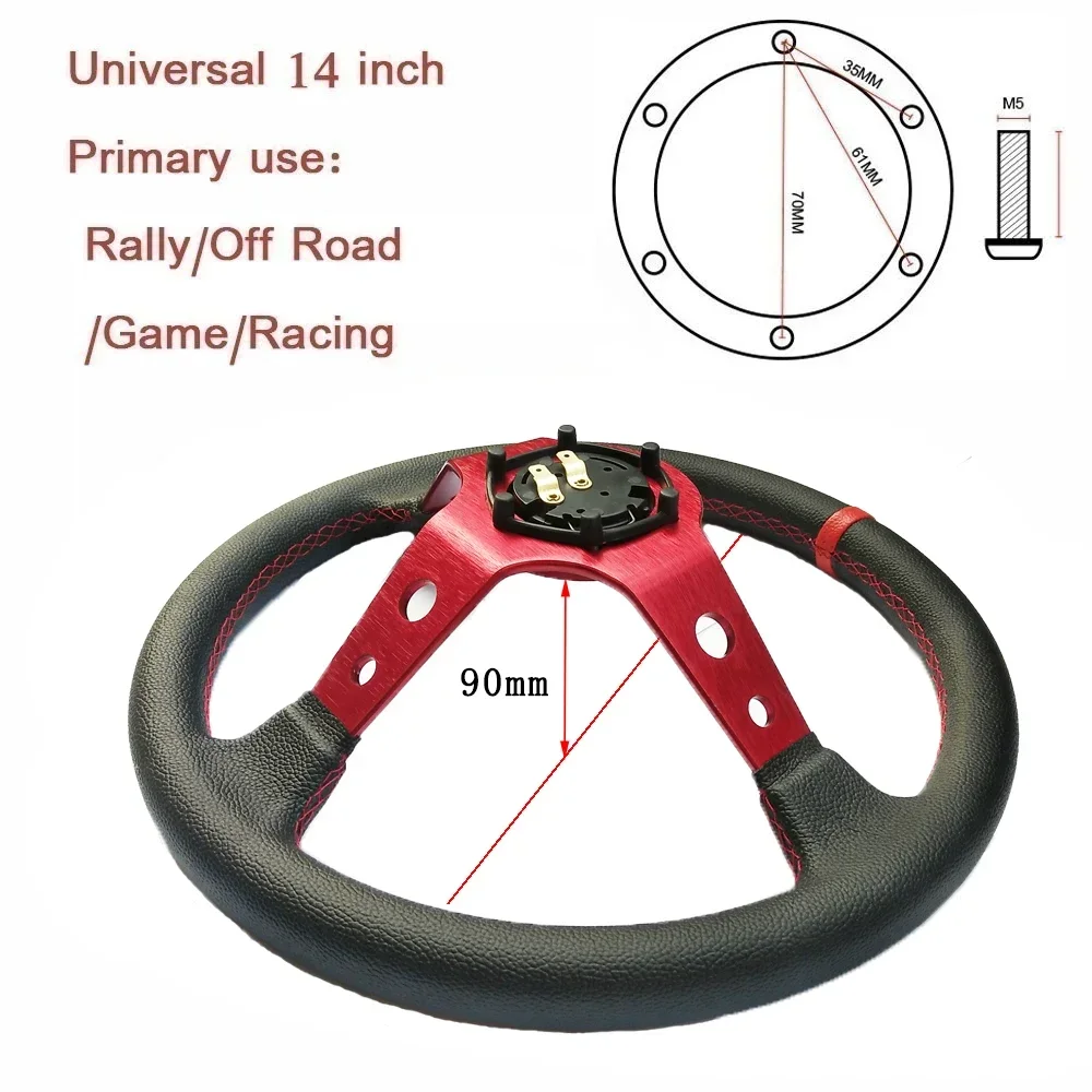 Volante universale in pelle scamosciata da 350 mm Volante in pelle Drift racing Tipo di volante Stile pelle scamosciata/PVC di alta qualità