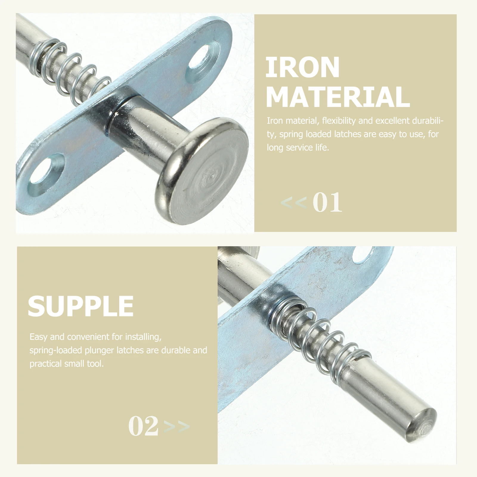 

4pcs Spring Loaded Latches Stainless Steel Plunger Push Buckles Iron Door Crib Baby Bed Fastening Fittings Wear Resistance