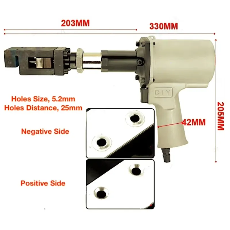 TY17352C Pneumatic Countersink Double Holes Puncher Hinge Boring Tools 5.2 Mm Dual Universal Positions Hole Punching for Hinges