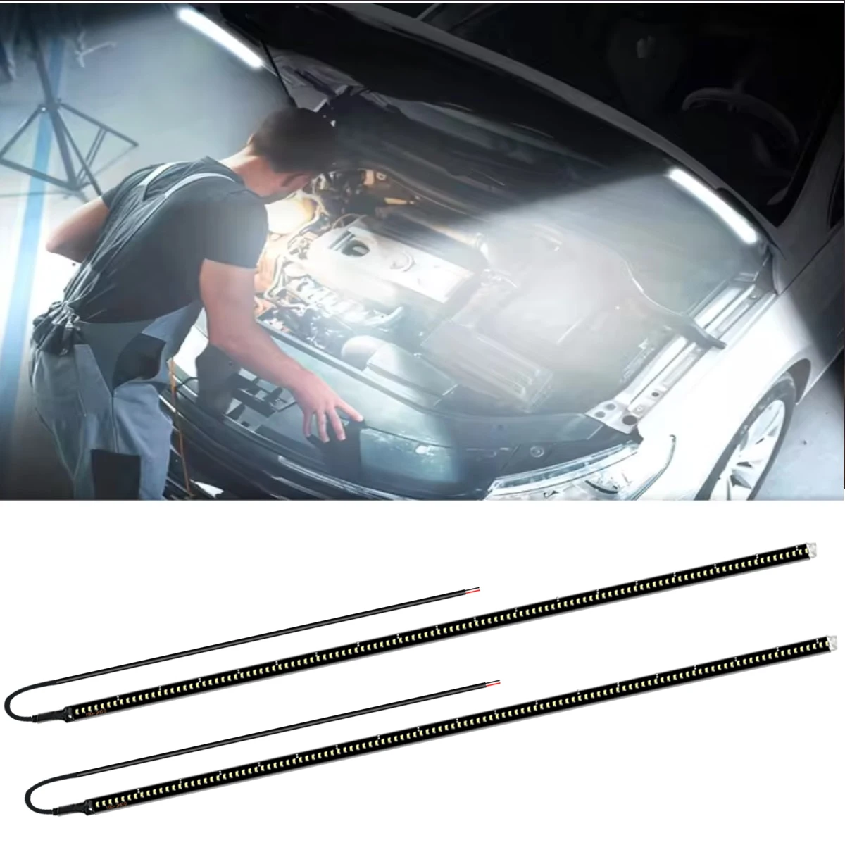

2pcs Car Side LED Light,17.8''-39.4'' Exterior Aluminum PCB Waterproof Work light strip, Night camping light strip, Indoor deco