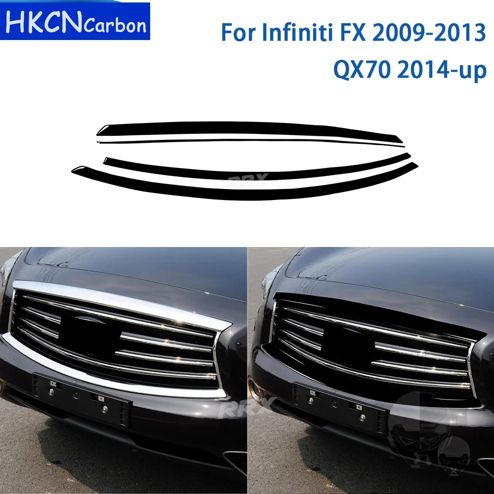 For Infiniti FX 2009-2013 QX70 2014+ Accessories Car Interior Front Bumper Trim Sticker Glossy Black Plastic