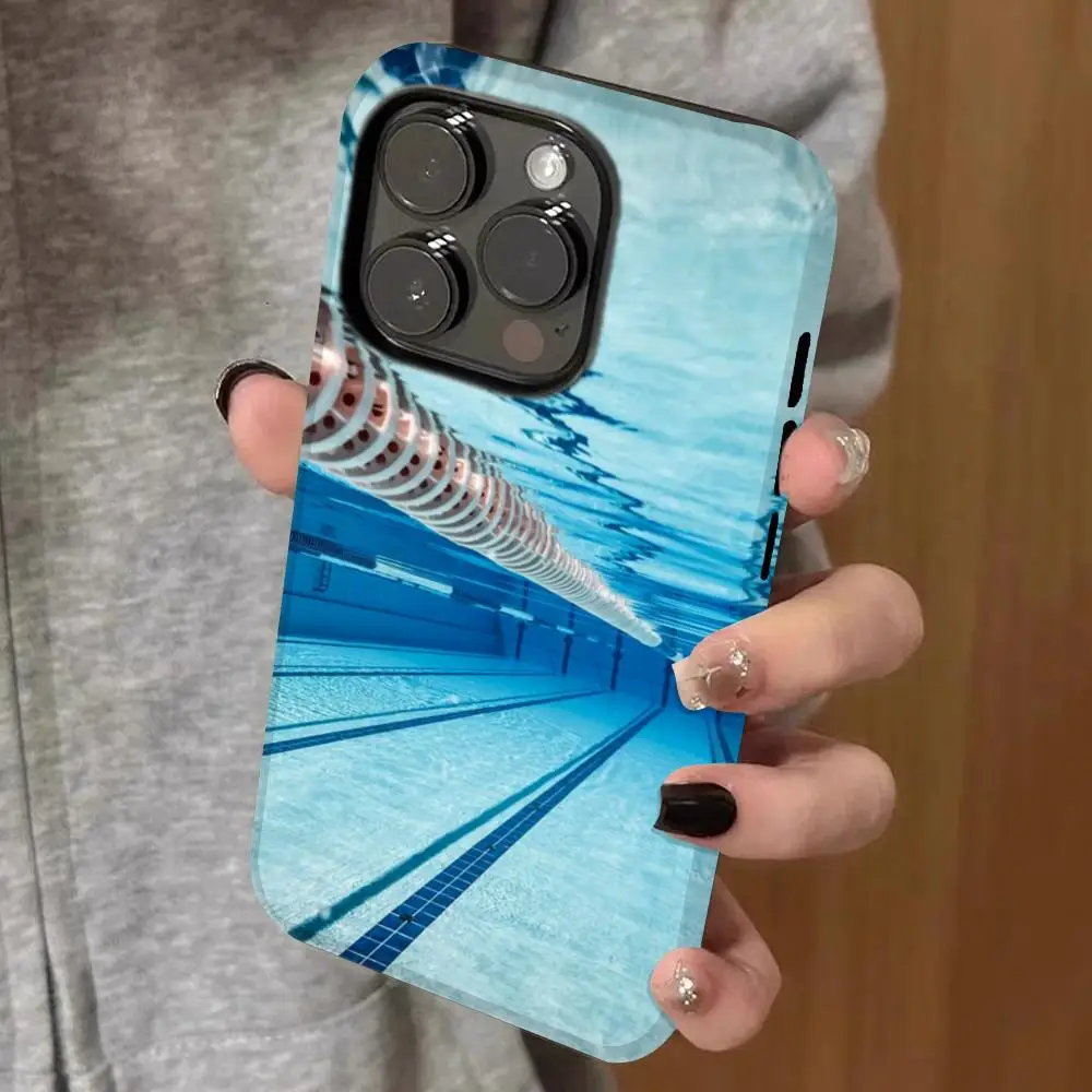 

Swimming Pool Water Phone Case Double-layered Film Case For IPhone 16 15 Promax 14 13 Pro 12 11 plus Samsung S25 24 23 Covers