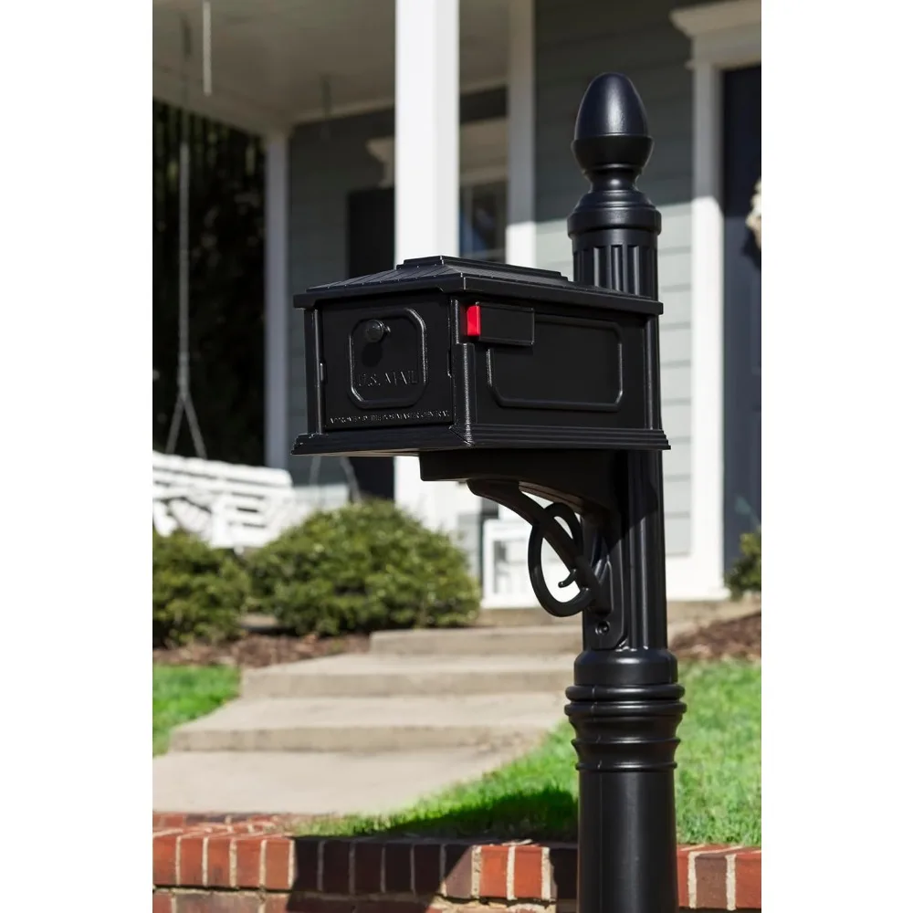 Stratford Plastic Mailbox and Post Kit, SC000BAM, Black, Medium Capacity