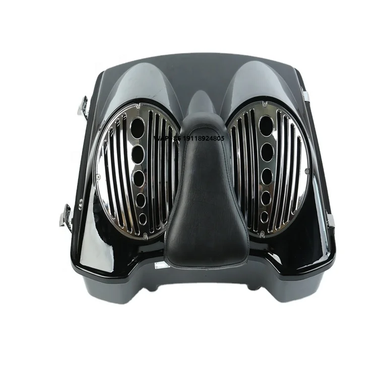 

Black Double 8 Inch Speaker Lid W Backrest for Touring 1994-2013 razor Chopped King Tour Pak Trunk