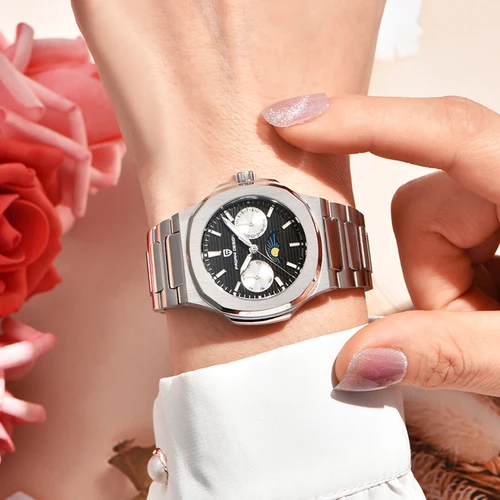 Imagen 2 del producto PAGANI DESIGN, reloj de cuarzo de lujo para mujer, cronógrafo con cristal de zafiro vx3ha, reloj deportivo de acero inoxidable resistente al agua para mujer