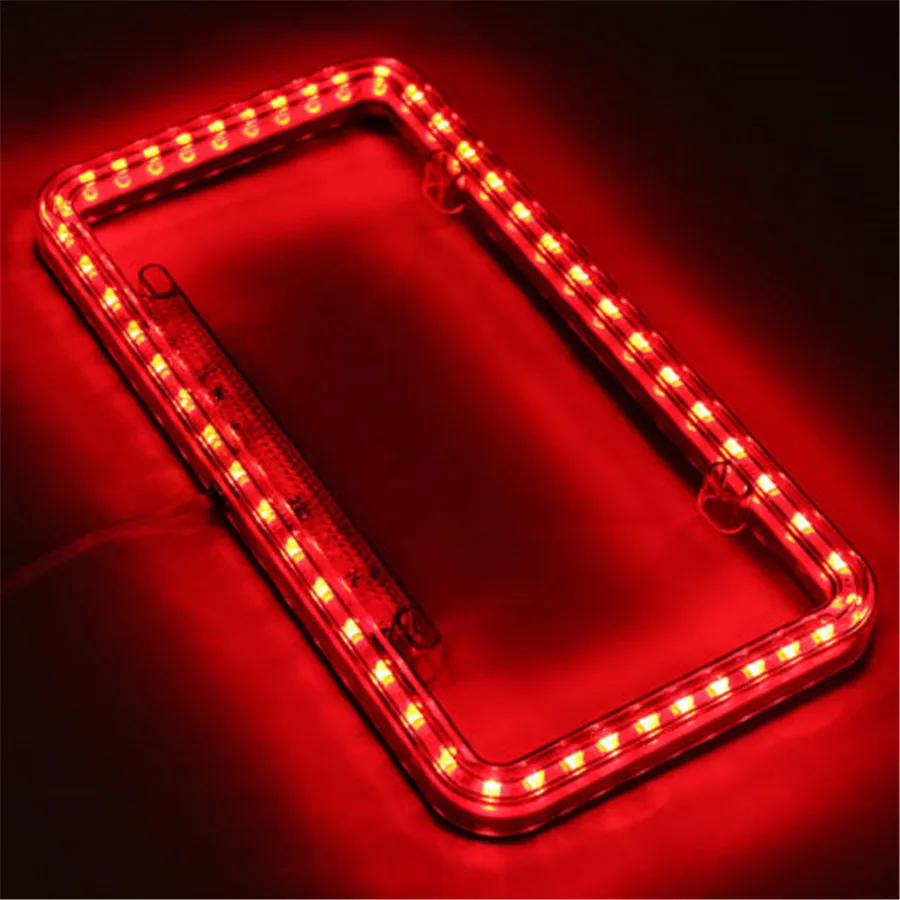 

12V Red LED Lighting Acrylic USA/Canada License Plate Frame Tag Cover Holder For Auto Truck Vehicles Car Styling