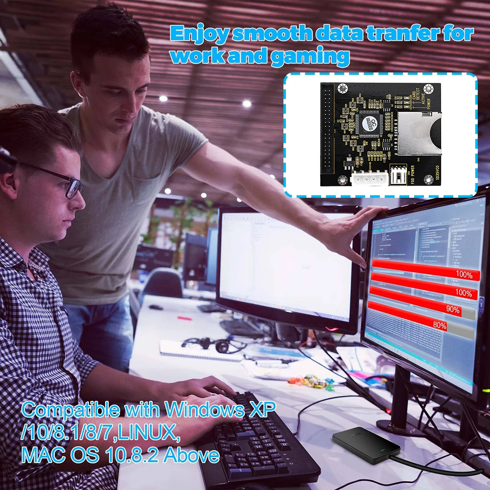 

Карта памяти SSD 44 контакта SD на 2,5-дюймовый IDE 44-контактный SSD-конвертер SD на 3,5-дюймовую карта расширения памяти IDE для ноутбука, планшета