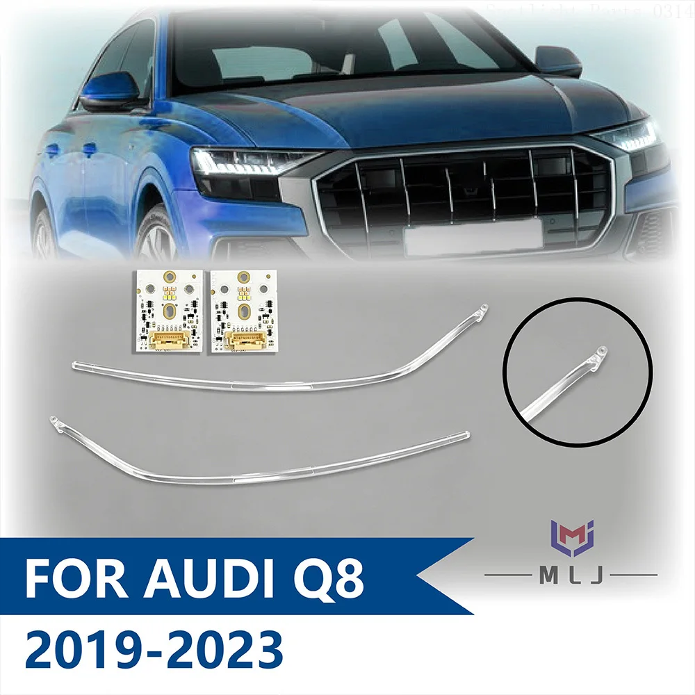 

For Audi Q8 SQ8 RSQ8 2019-2023 LED DRL Headlight Light Guide Strip Daytime Running Light Chip Bar Angel Eye Car Accessories