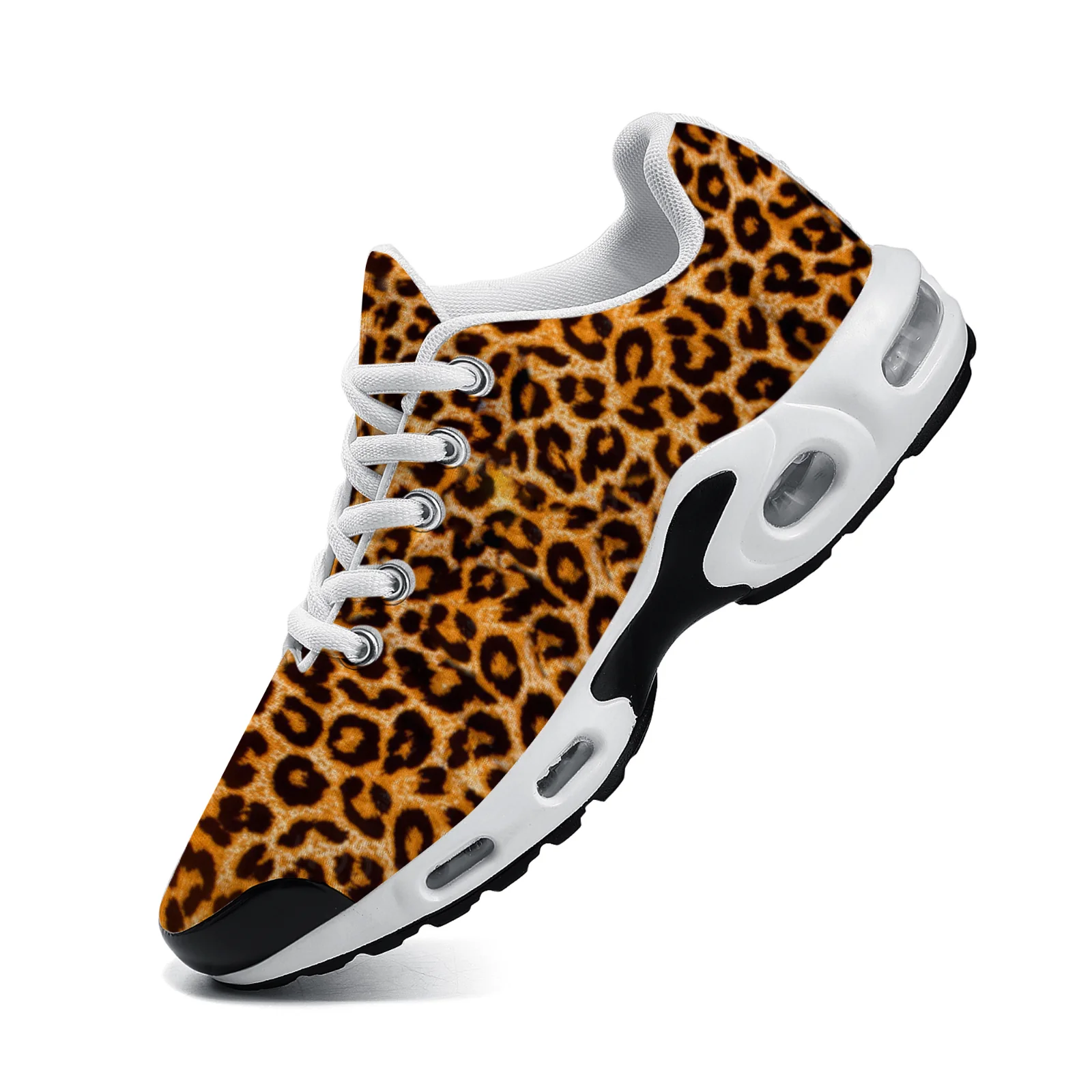 Повседневная обувь с леопардовым принтом на воздушной подушке, дышащий сетчатый верх, спортивная обувь для мужчин и женщин