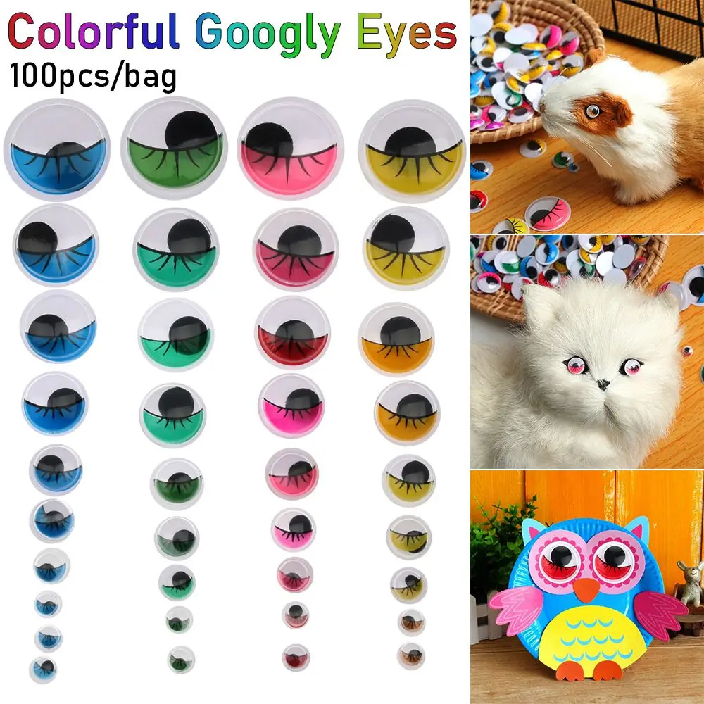 100pcs/bag Cute Plastic Kids Toys Wiggling Moving Eyes Plush Panda Eye DIY Dolls Materials 3D Dolls Accessories