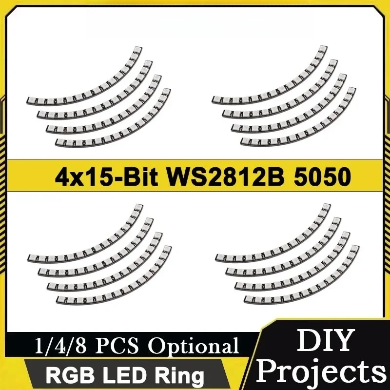 

WS2812B 5050 RGB LED Ring 4×15Bit 60LEDs Programmable Addressable Light Ring with Integrated Drivers for Arduino/RPi